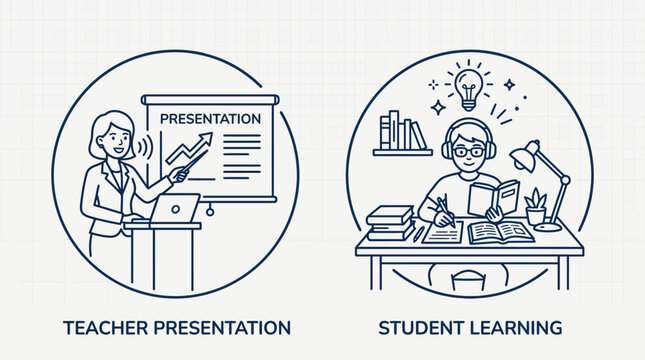 Teacher and student in education.