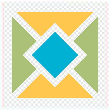 Colorful Geometric Quilt Block with Diamond Center