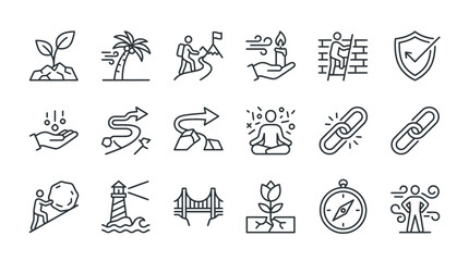 Fototapeta premium Set of minimalist line icons depicting various concepts and ideas