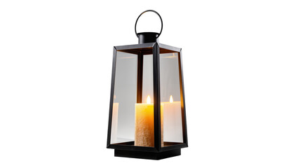 Black metal lantern with two lit candles inside © Lukas