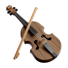 Fototapeta premium Violin 3D Illustration Classical String Musical Instrument Render