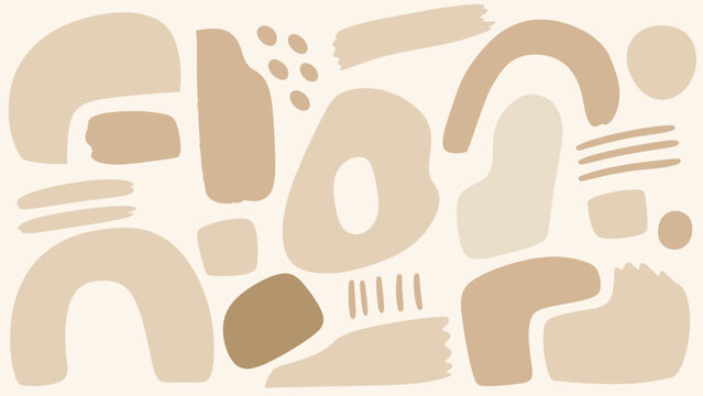 Abstract organic shapes and brush strokes in neutral beige tones