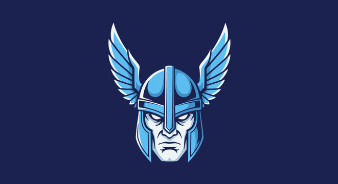 Blue Valkyrie viking warrior mascot logo design.