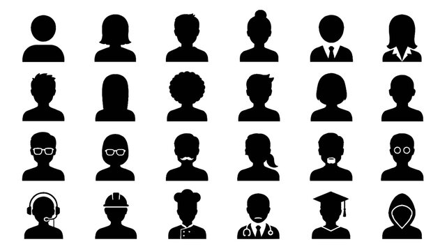 People Avatar Icons Collection &ndash; User Profile and Character Silhouette Vector Set