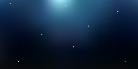 Abstract Blue Cosmic Background With Soft Glowing Stars And Dreamy Light Bokeh For Design © Yanto