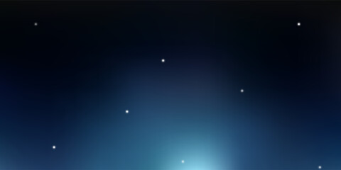 Abstract Blue Cosmic Background With Soft Glowing Stars And Dreamy Light Bokeh For Design © Yanto