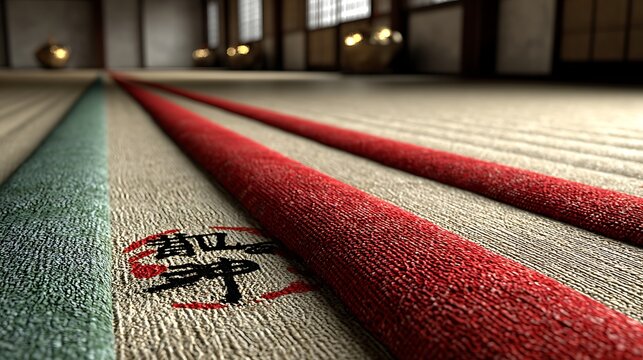 Closeup judo tatami mat texture with boundary lines images