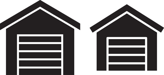 Two garage icon vector silhouette for vehicle storage © Creative Icon Store 