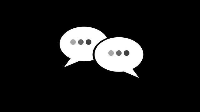 Animated chat bubbles with loading dots on black background, messaging communication