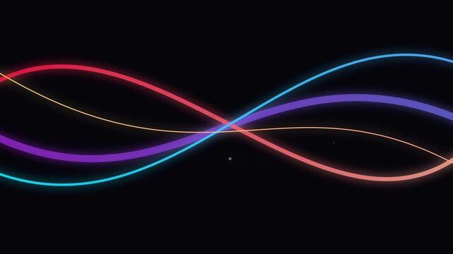 Glowing neon lines weaving together in a smooth digital animation sequence representing modern connectivity and fluid abstract motion design elements