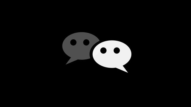 Animated we chat social media loop on black background, for digital communication, projects wechat animation