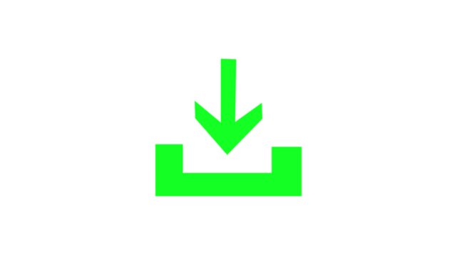 Green download animation on white background, for digital interface, button