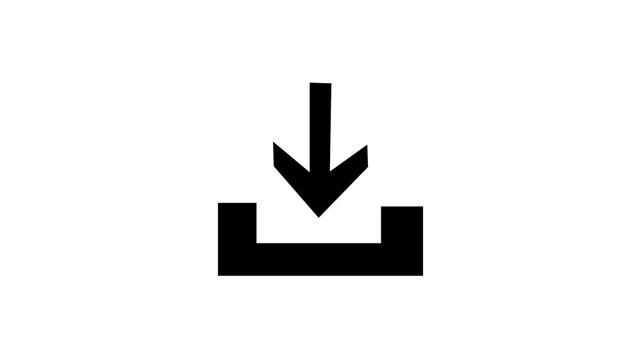 Minimalist download animation: black symbol on white background, for web ui, and digital interface
