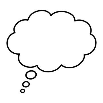 Thought bubble icon, speech cloud symbol, brainstorming and imagination vector outline
