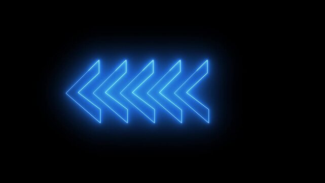 Neon blue glowing arrows pointing left, dynamic motion for ui and navigation direction