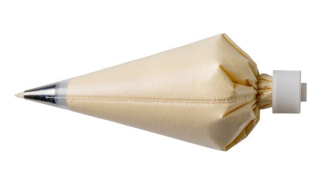Cream piping bag with metal tip and white cap