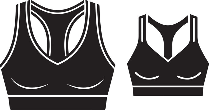 Sports bra icon set silhouette vector isolated on white background