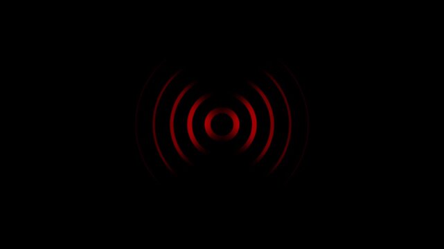 Pulsing red concentric circles motion abstract signal wave background, pulse