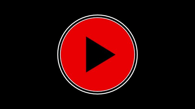 Red play button animation with pulsing effect for digital media interfaces media player user interface