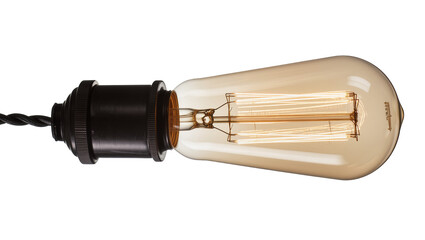 Edison light bulb with dark socket and twisted wire