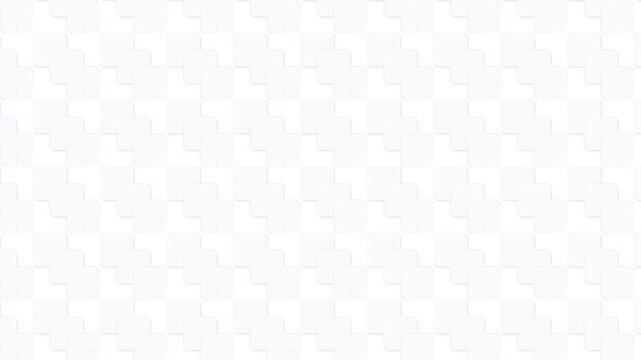 Minimalist white geometric pattern with rounded square shapes moving in a seamless looping motion for modern digital background video animation