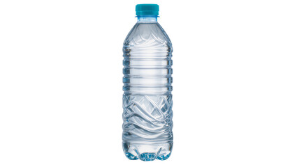 Clear plastic bottle filled with clear water and blue cap © Lukas