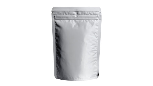 Blank silver foil pouch bag with zipper closure