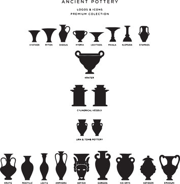 Silhouette of ancient Greek vases