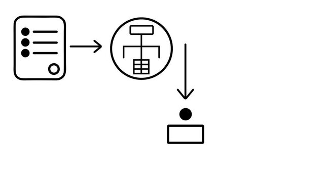 Minimalist Line Drawing Animation of Business Task Management Workflow with People Group and Checkmark Success Concept
