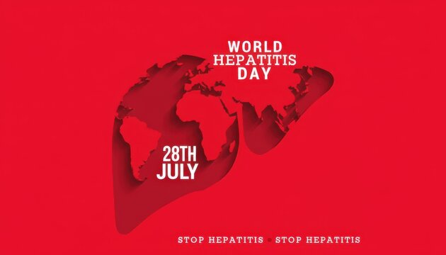 World hepatitis day awareness poster with a livershaped world map