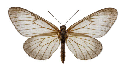 Translucent white butterfly with brown veins and dark body © Lukas