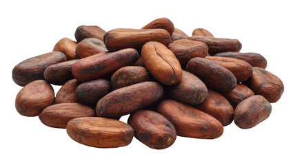 Obraz premium Pile of dried cocoa beans with textured brown shells