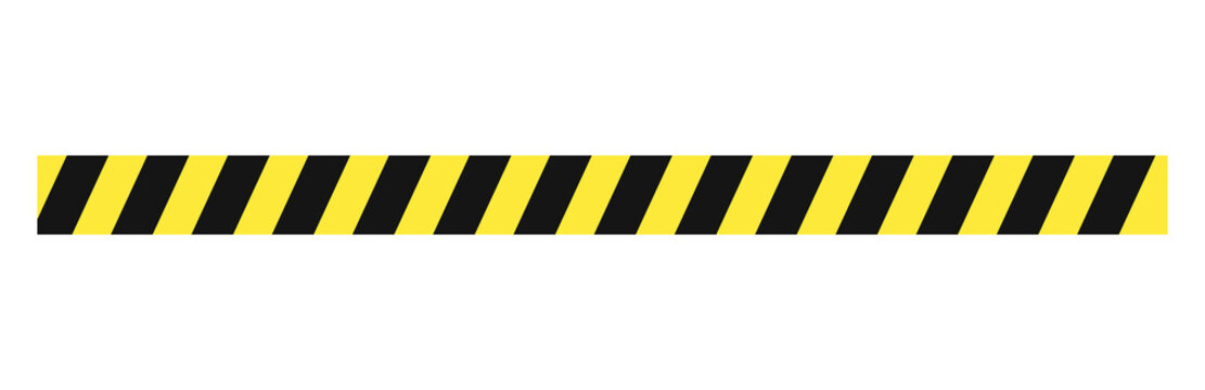 Set of caution tapes with black and yellow,black and red diagonal slashes or chevron print. Warning borders in construction work zone or crime scene. Danger, Attention tapes. Flat vector illustration 