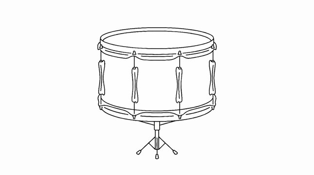 Minimalist Line Art of a Snare Drum on a Stand