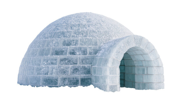 Igloo made of ice blocks with arched entrance