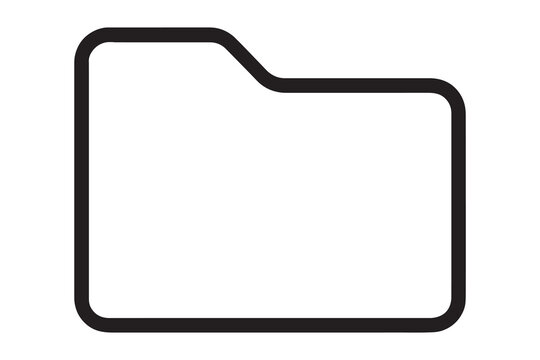 Minimalist black file folder outline icon isolated on white background for design
