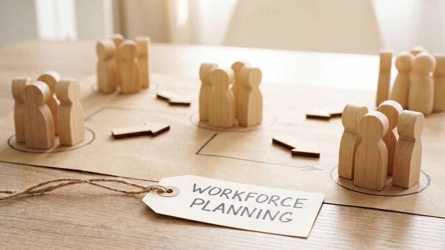 Workforce planning concept for human resources team allocation and organizational structure management in business strategic staffing and department distribution planning