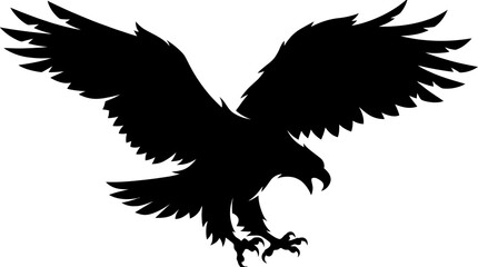 Fototapeta premium Majestic eagle silhouette with wings spread wide, talons extended, symbolizing power, freedom, strength, precision, and bold natural dominance.