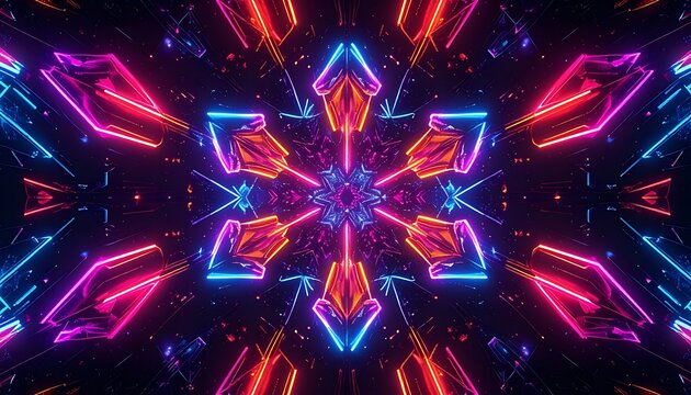A symmetrical, futuristic neon design