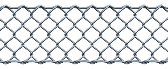Fototapeta premium Pattern of metal fence panels isolated on white background. Mesh metal fencing.