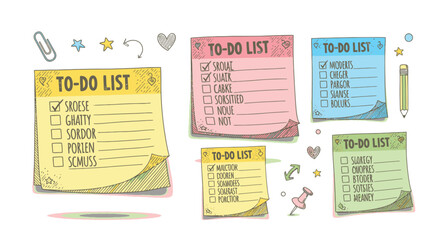 Naklejka premium Colorful sticky notes to do lists.
