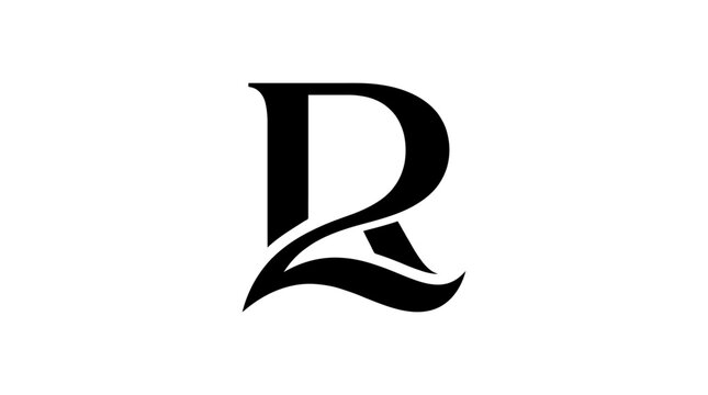 Elegant black letter R serif typography monogram logo.