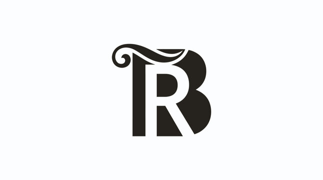 Elegant black serif monogram logo design with letters R B