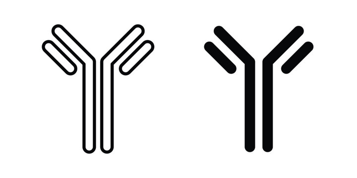 Antibody icon stroke and solid black editable vectors
