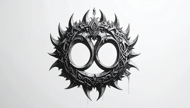 Ornate Celtic knot symbol with sharp spikes dark metal