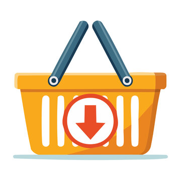 Shopping basket with a red down arrow icon