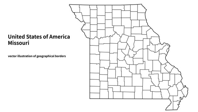 Missouri administrative county boundaries vector map graphic minimalist template