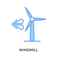 Windmill Icon Lineal Blue Style. Vector Illustration For Graphic Design © San D