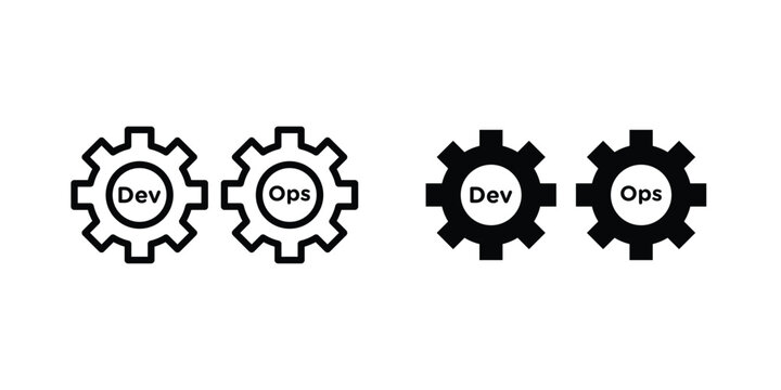 Dev ops icon stroke and solid black editable vectors