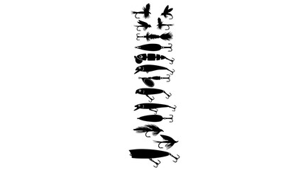 Fishing Lures Silhouette Collection © monochrome art